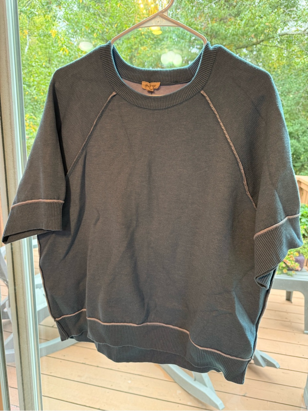 Pilcro Blue Short-Sleeve Crewneck Sweater